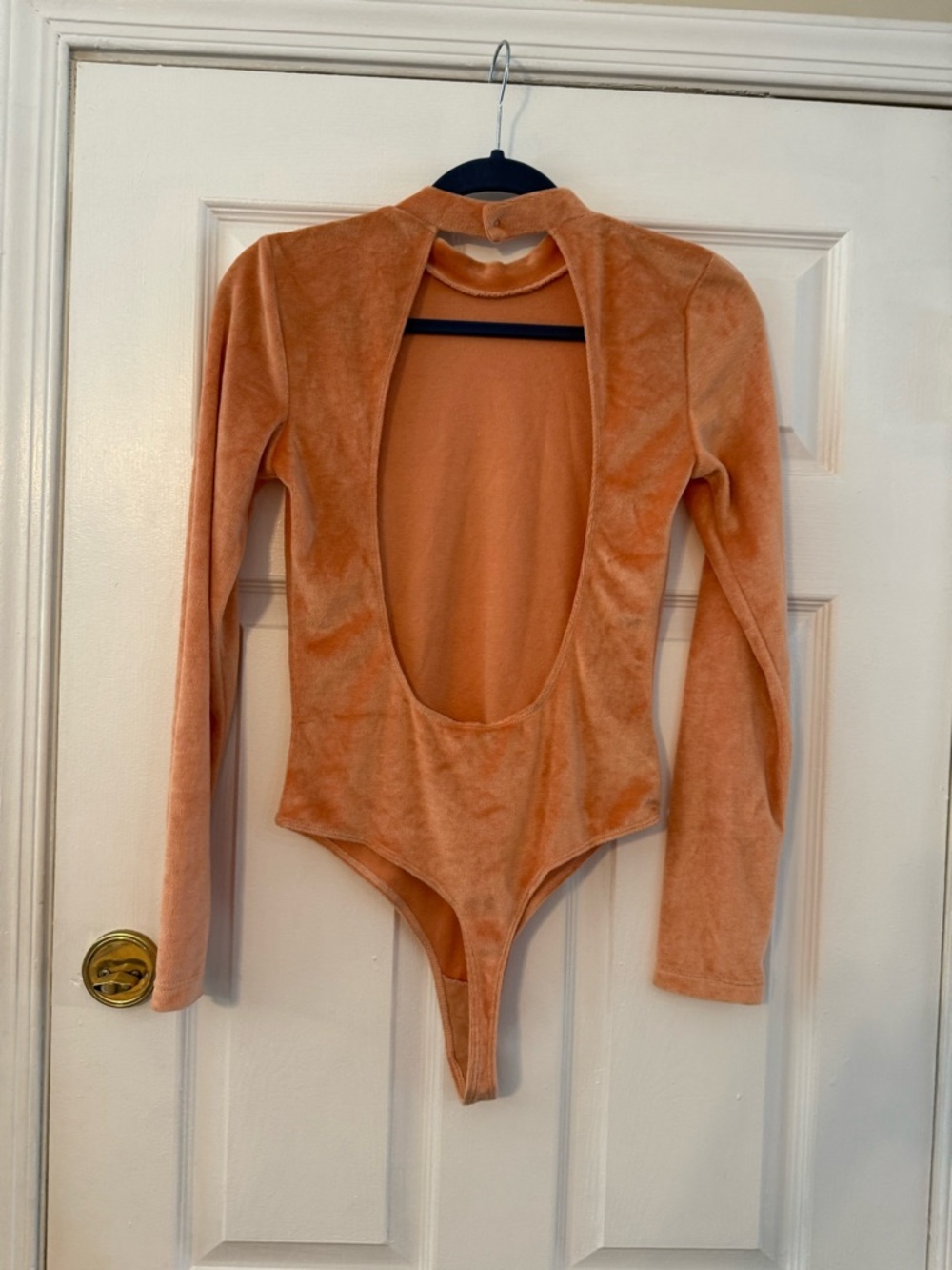 Out From Under Peach Velvet Mock-Neck Bodysuit - Picture 3 of 6